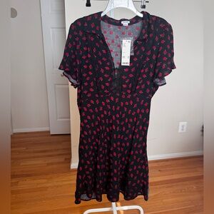 UO Kimchi Blue Black Roses Floral Mini Dress